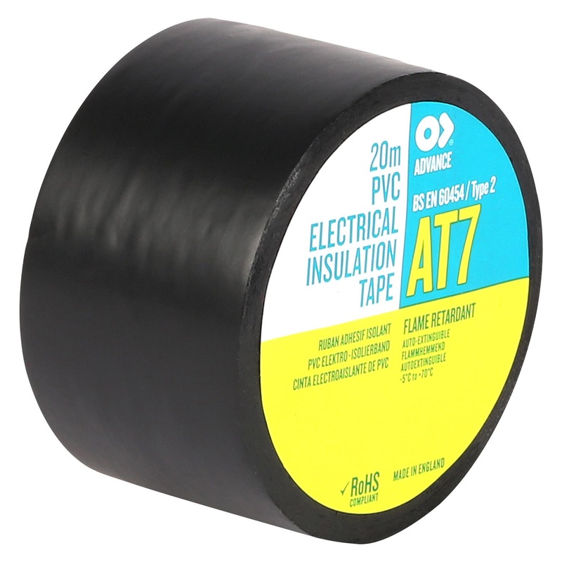 Advance Tapes AT7 BLACK 20M X 38MM AT7 Black 38MM Electrical Insulation Tape PVC (Polyvinyl Chloride) 38.1 mm x 20 m