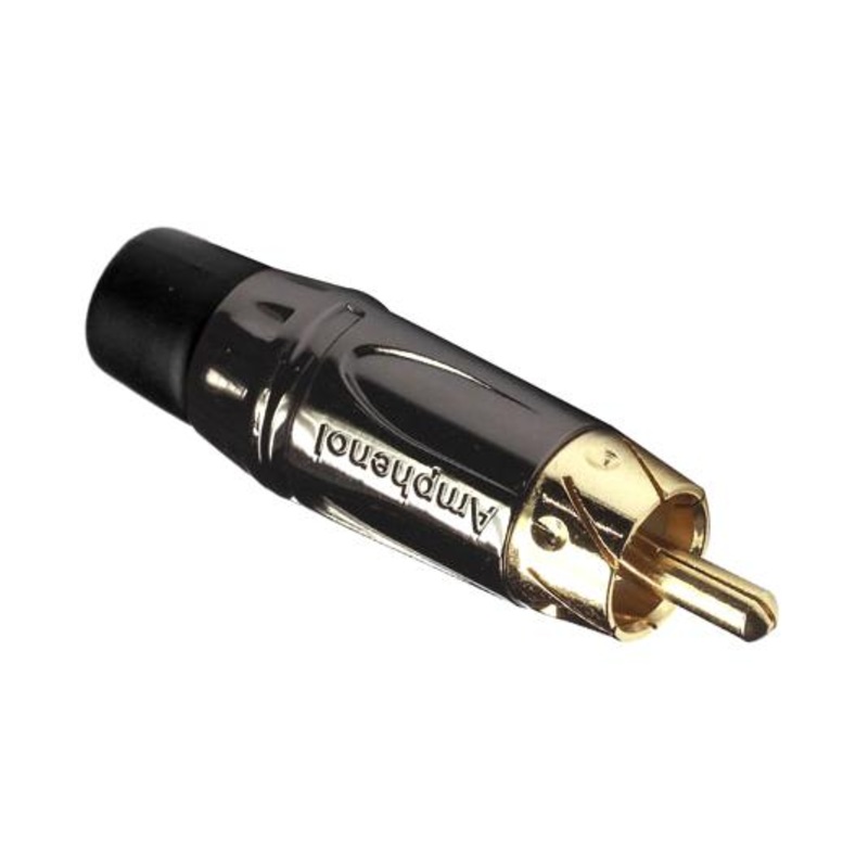 Amphenol SINE/TUCHEL ACPL-CBK ACPL-CBK RCA (Phono) Audio / Video Connector 2 Contacts Plug Gold Plated Zinc Alloy Body