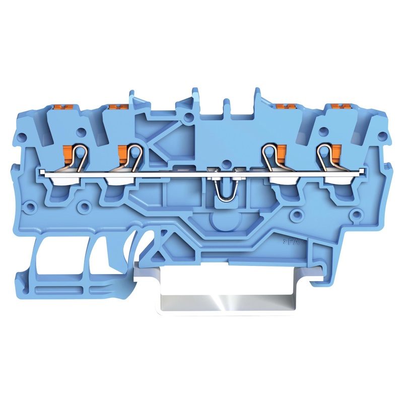 Wago 2201-1404 DIN Rail Mount Terminal Block 4 Ways 22 AWG 14 1.5 mm Push In 18 A