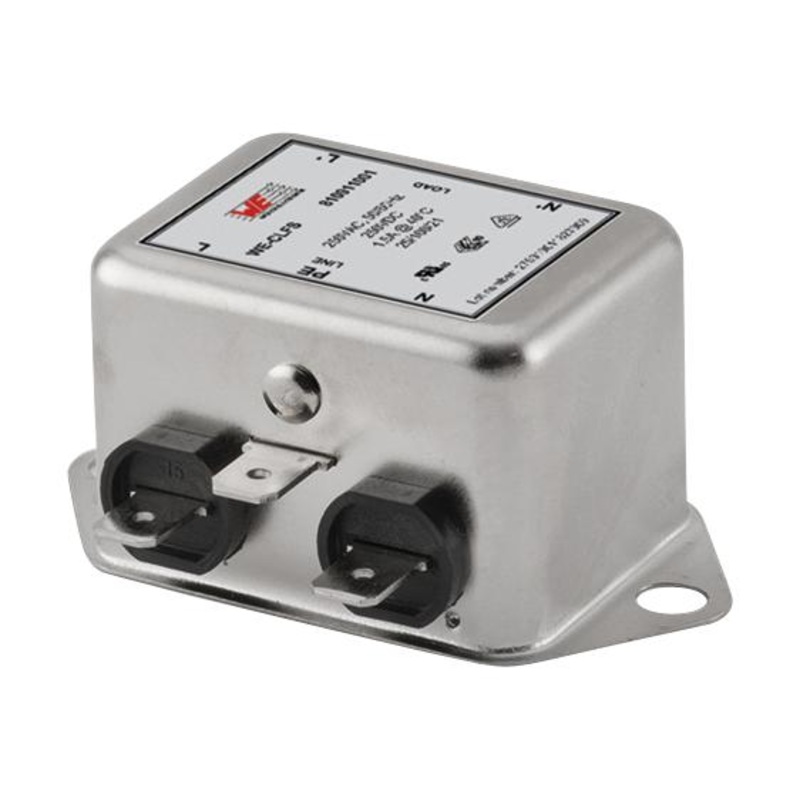 Wurth Elektronik 810911001 Power Line Filter General Purpose 250 VAC 1.5 A Single Phase 1 Stage Chassis Mount