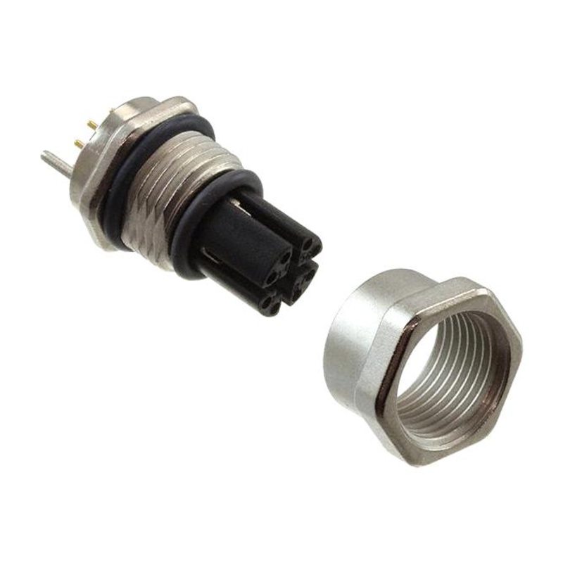 Amphenol LTW MSXS-08PFFR-SF7001 Sensor Connector M Series M12 Female 8 Positions PCB Socket Right Angle Panel Mount