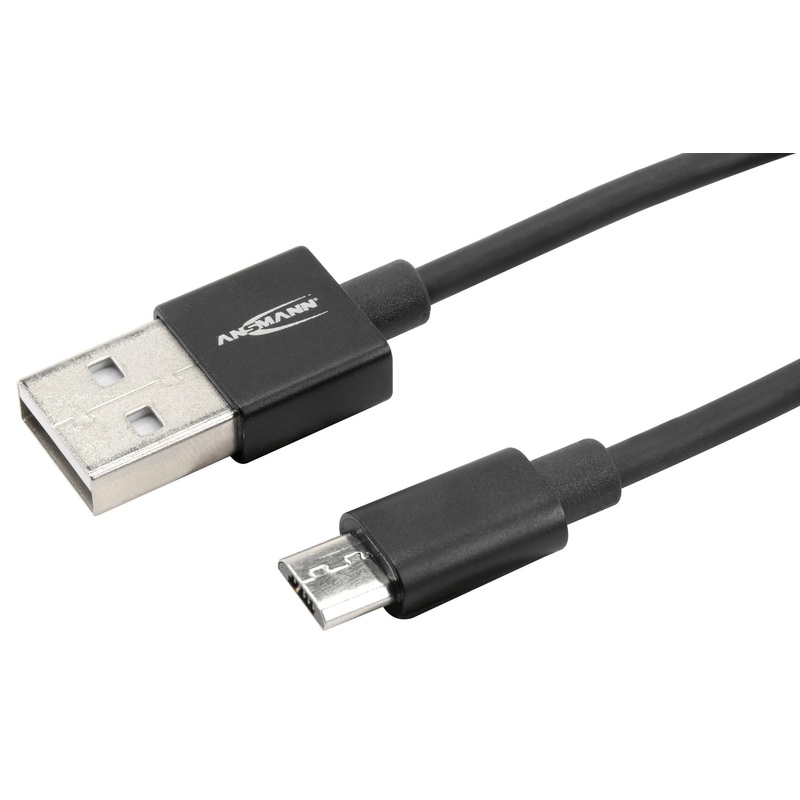 Ansmann 1700-0076 1700-0076 USB Cable Type A Plug to Micro B 1.2 m 3.9 ft Black