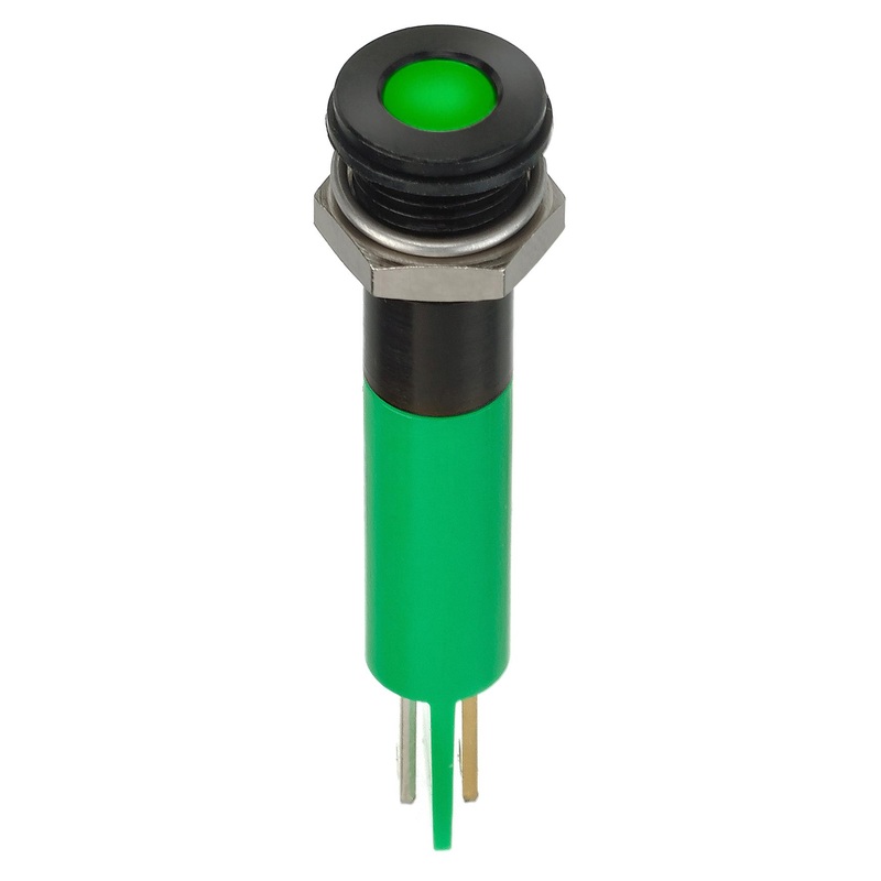 Apem Q8F1BXXG02E Q8F1BXXG02E LED Panel Mount Indicator Green 2.2 V 8 mm 20 mA 6 mcd IP67