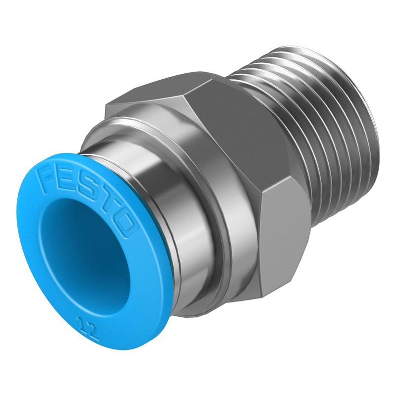 Festo 153009 Pneumatic Fitting Push-In Straight Connector R3/8 14 bar 12 mm Brass QS