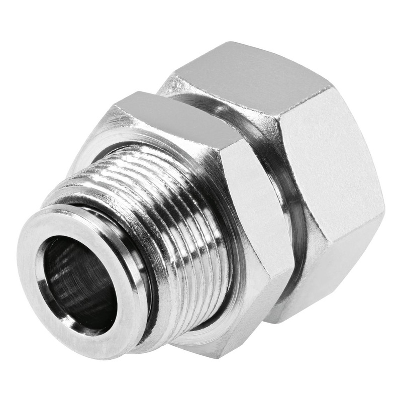 Festo NPQH-H-G18F-Q8-P10 Pneumatic Fitting Push-In Bulkhead G1/8 20 bar 8 mm Brass Npqh