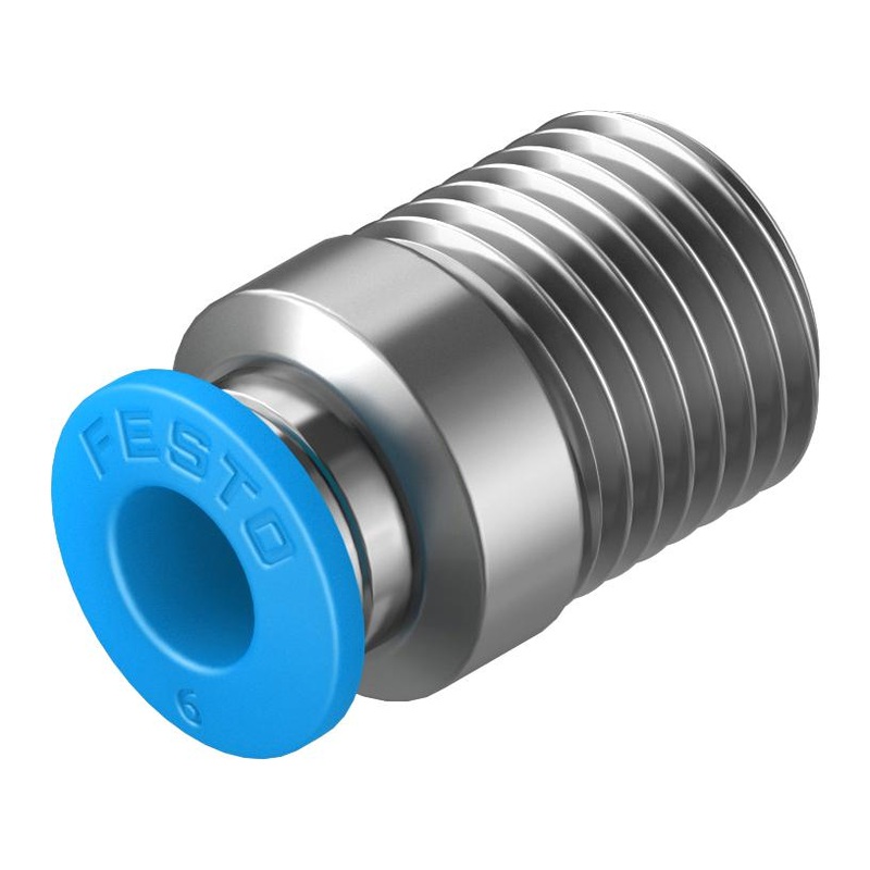 Festo QS-1/4-6-I Pneumatic Fitting Push-In R1/4 14 bar 6 mm Brass QS