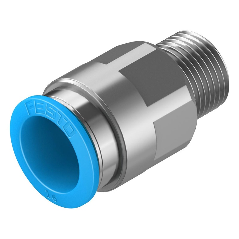 Festo QS-3/8-16 Pneumatic Fitting Push-In R3/8 14 bar 16 mm Brass QS