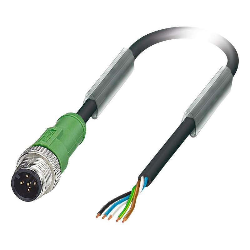 PHOENIX CONTACT 1669767 Sensor Cable, M12 Plug, Free End, 5 Positions, 1.5 m, 4.9 ft GTIN UPC EAN: 4017918134662 SAC-5P-M12MS/1,5-PUR