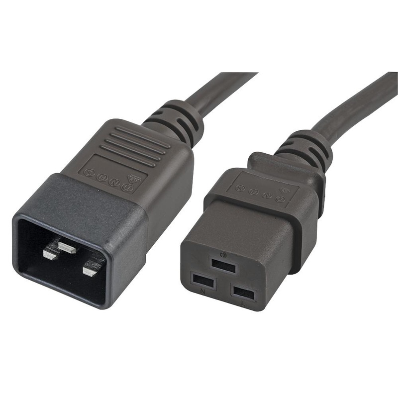 PRO Elec PEL01250 Mains Power Cord IEC 60320 C20 to C19 2.5 m 16 A 250 V Black