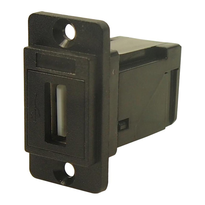 CLIFF ELECTRONIC COMPONENTS CP30754 USB Adapter, Blk Plastic, CSK, R/A, USB Type A Receptacle, USB Type A Receptacle, USB 2.0