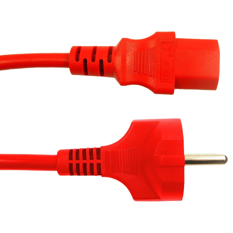 Multicomp PRO MP008771 MP008771 Mains Power Cord Plug Schuko to IEC 60320 C13 500 mm 10 A 250 VAC Red New