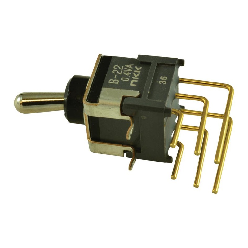 NKK SWITCHES B22JV SWITCH, TOGGLE, DPDT, 0.1A, 28VAC