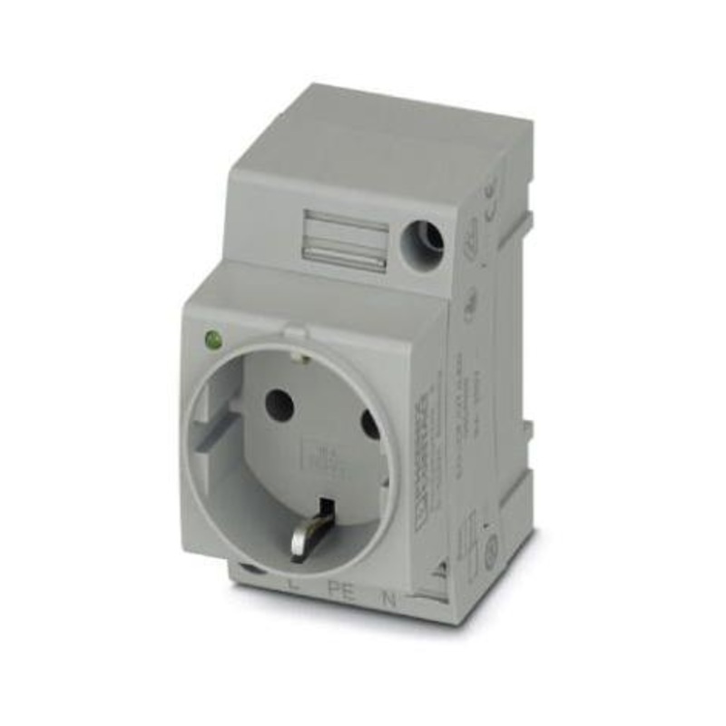 Phoenix Contact EO-CF/UT/LED EO-CF/UT/LED Pin & Sleeve Connector 16 A 250 V DIN Rail Mount Socket 2P Grey