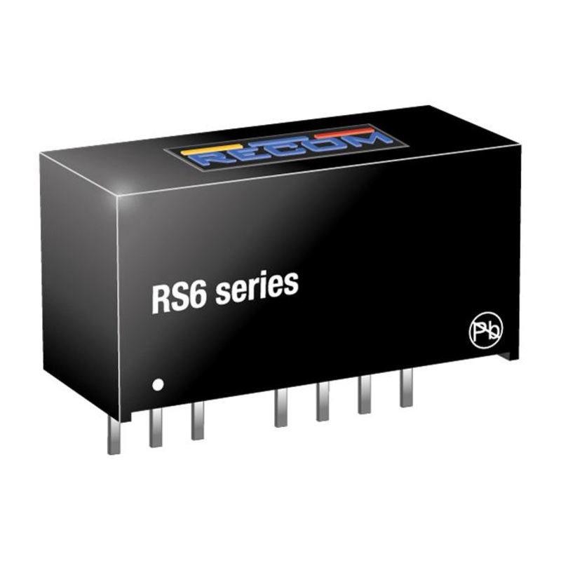RECOM POWER RS6-2412S Isolated Through Hole DC/DC Converter, 2:1, 6 W, 1 Output, 12 V, 500 mA