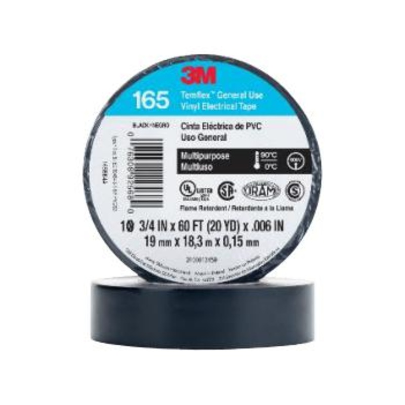 3M 165BK4A Tape PVC 19MM X 20M Black