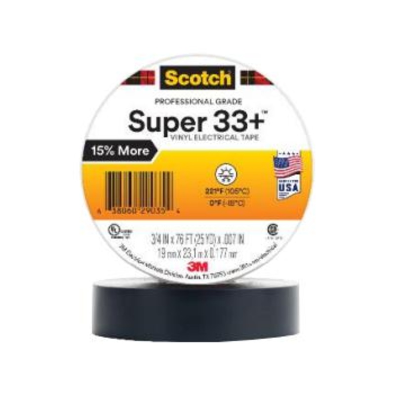3M 33+-3/4X76FT Tape PVC 19MM X 23.16M Black