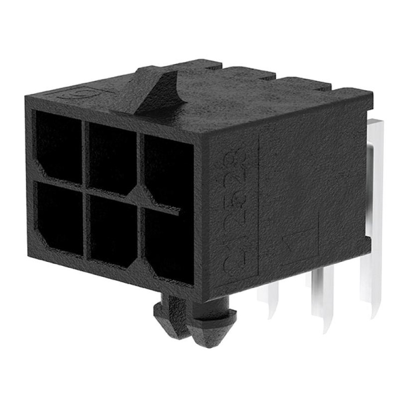 Molex 212528-0600 Pin Header Power Wire-to-Board 3 mm 2 Rows 6 Contacts Through Hole Right Angle