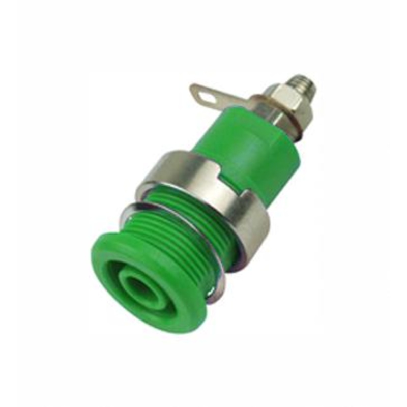 Multicomp PRO MP770568 Banana Test Connector Jack Panel Mount 32 A 1 kV Nickel Plated Contacts Green