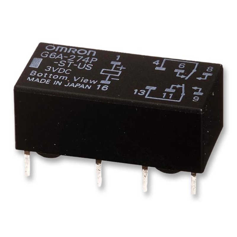 Omron G6AU-274P-ST-US 12DC Signal Relay 12 VDC Dpdt 2 A G6A Series Through Hole Latching Single Coil