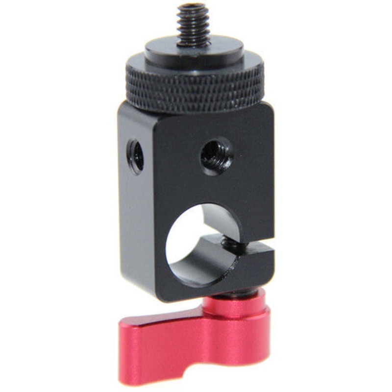 CAMVATE 15mm Single Rod Clamp with 1/4-20 Screw Mount Adapter (Red Lever)