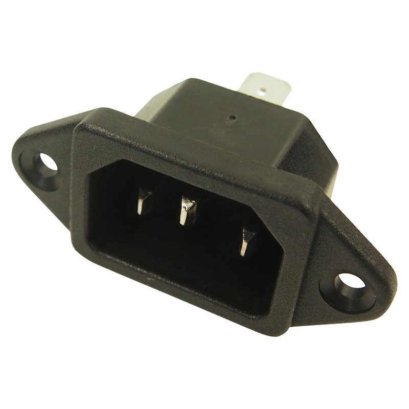 Cliff Electronic Components CL1920RB1 IEC Power Connector C14 Inlet 10 A 250 VAC Quick Connect Flange Mount MS