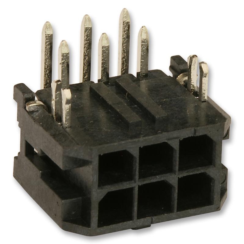 Molex 43045-0621 43045-0621 Pin Header Power 3 mm 2 Rows 6 Contacts Through Hole Right Angle Micro-Fit 3.0 43045