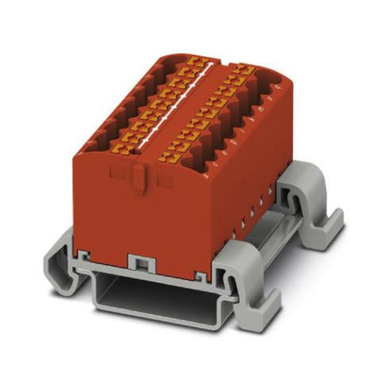 Phoenix Contact PTFIX 18X25-NS35A RD Panel Mount Barrier Terminal Block Red NS35 24 A 690 V 18 Pole Push In 12 AWG