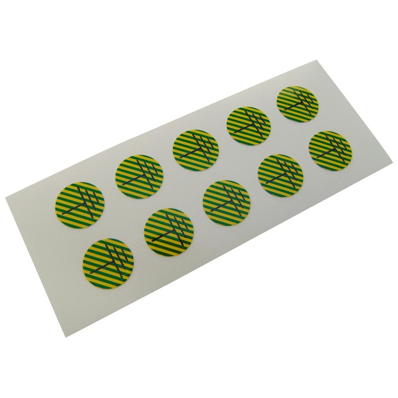 TE Connectivity LKZ12B4 LKZ12B4 Label Self Adhesive 12.5 mm Vinyl Earth Ground (Symbol) New