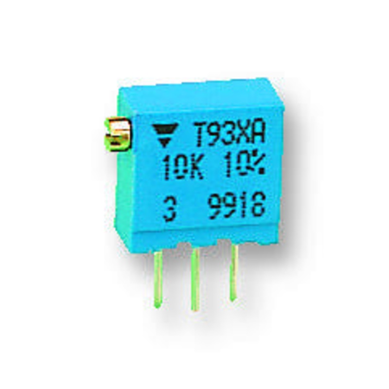 VISHAY T93XA104KT20 Trimmer Potentiometer, 100 kohm, 500 mW,  10%, T93XA Series, 22 Turns, Through Hole