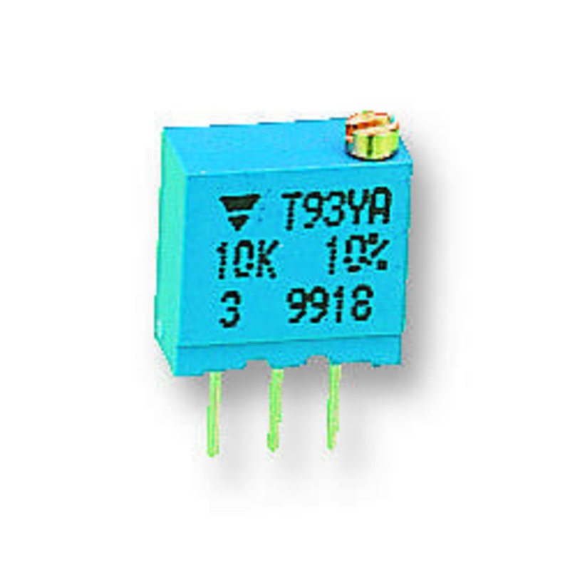 VISHAY T93YA103KT20 Trimmer Potentiometer, 10 kohm, 500 mW,  10%, T93YA Series, 22 Turns, Through Hole