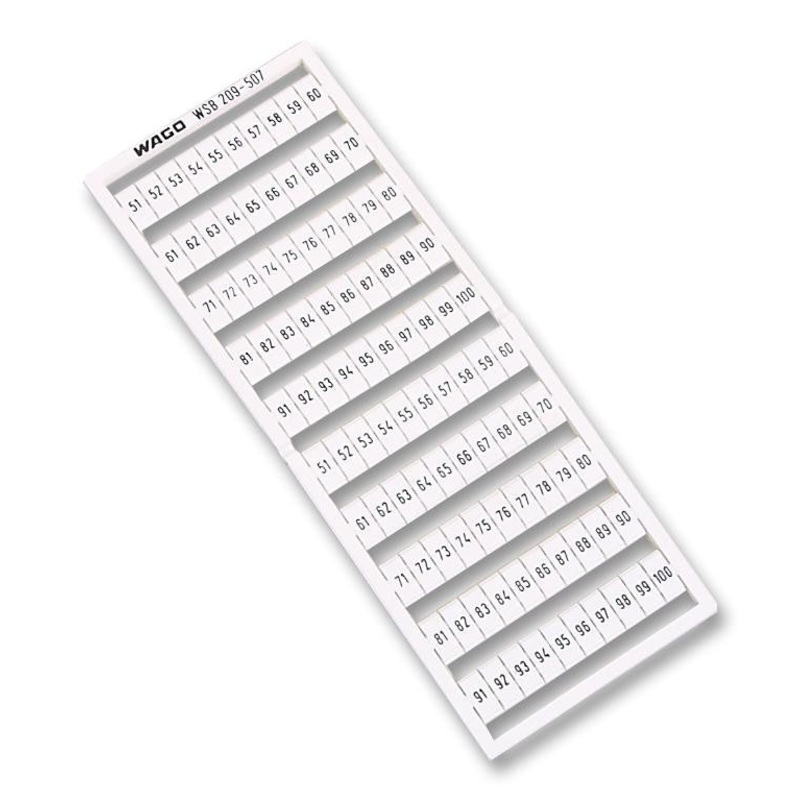 WAGO 209-507 Terminal Block Marker, Terminal Block Marker Card, 51-100
