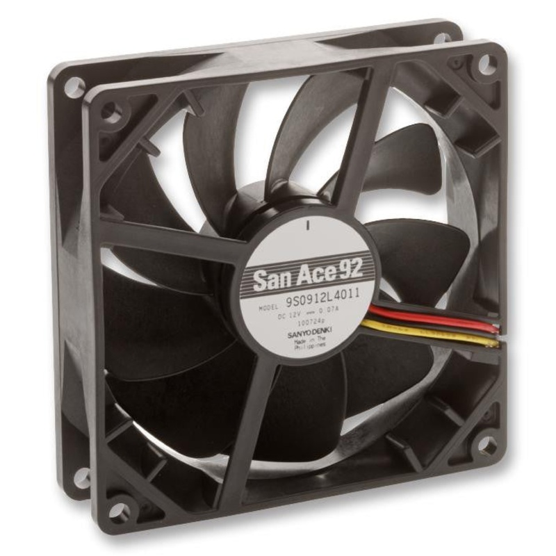SANYO DENKI – SANACE FANS 9S0912M4011 Axial Fan, San Ace 92 Series, 12 V, DC, 92 mm, 25 mm, 22 dBA, 37.8 cu.ft/min
