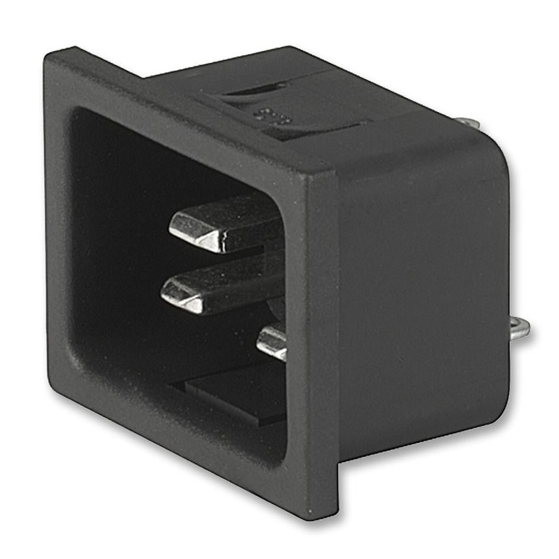SCHURTER 4793.5000 Power Entry Connector, Plug, 250 VAC, 16 A, Panel Mount, Quick Connect