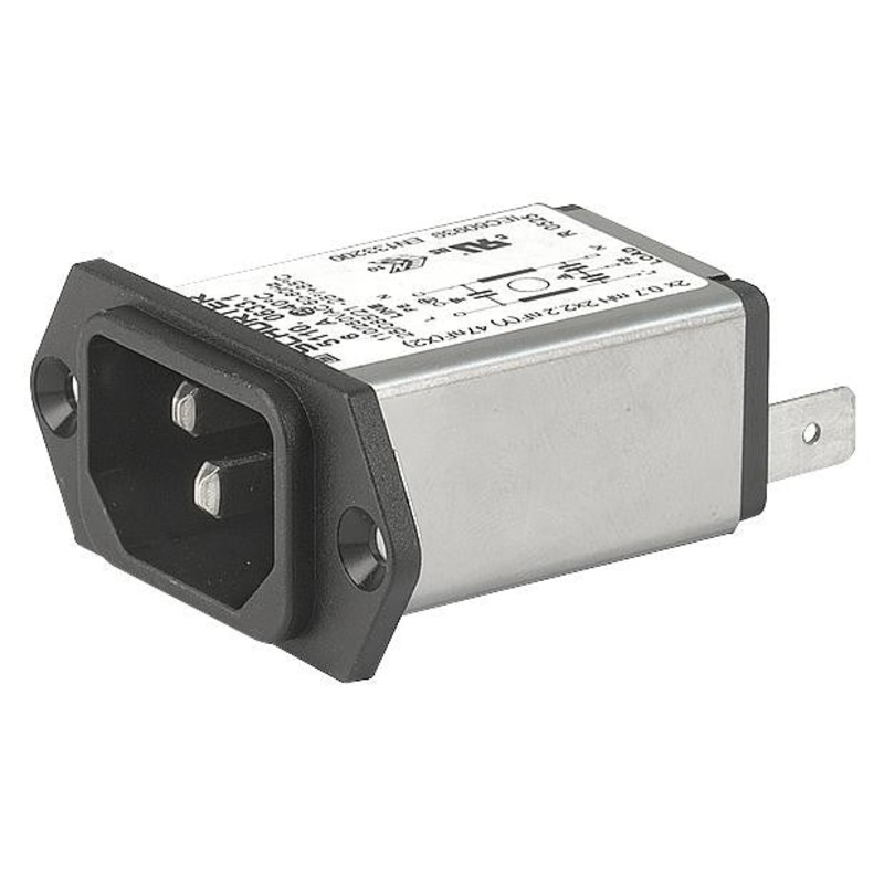 SCHURTER 5110.1533.1 Power Entry Connector, 5110 Series, Plug, 250 VAC, 15 A, Panel Mount, Quick Connect