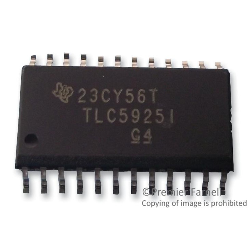 Texas Instruments TLC5925IDWR TLC5925IDWR LED Driver Constant Current 3-5.5V Input 16 Outputs 30 MHz switch-freq. 17V/45 mA out SOIC-24