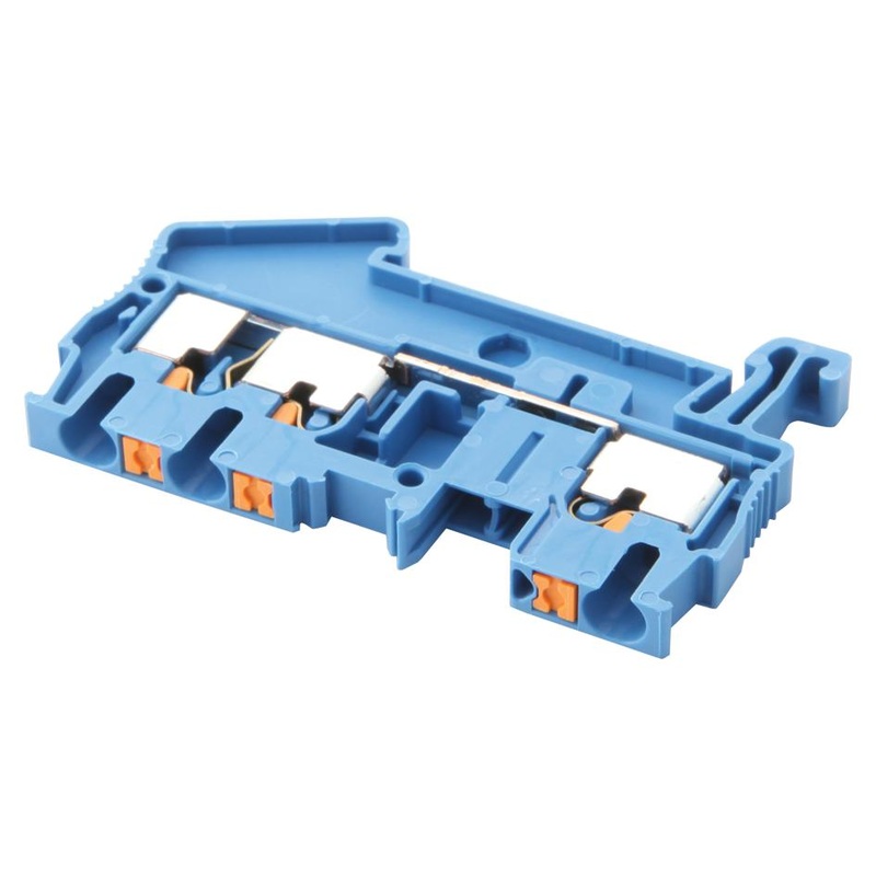 Phoenix Contact PT 25-TWIN BU PT BU DIN Rail Mount Terminal Block 3 Ways 26 AWG 12 4 mm Push In 28 A