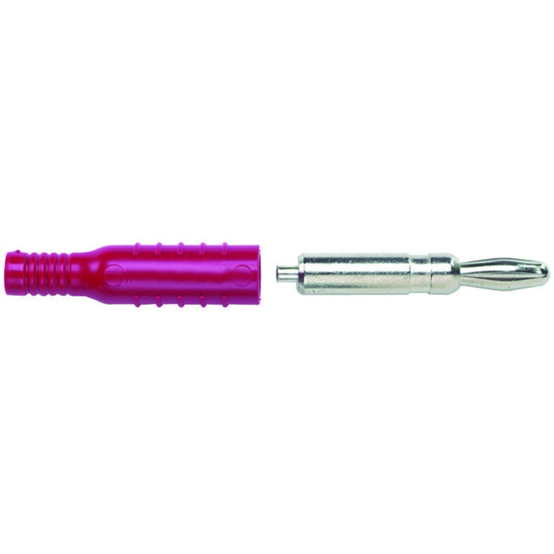 POMONA 5169-2 Banana Test Connector, Plug, Cable Mount, 15 A, 5 kV, Nickel Plated Contacts, Red