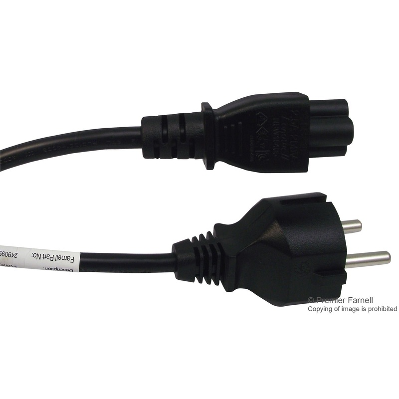 PRO POWER GW-151615 Mains Power Cord, CEE 7/7 Plug, IEC 60320 C5, 1.64 ft, 500 mm, Black