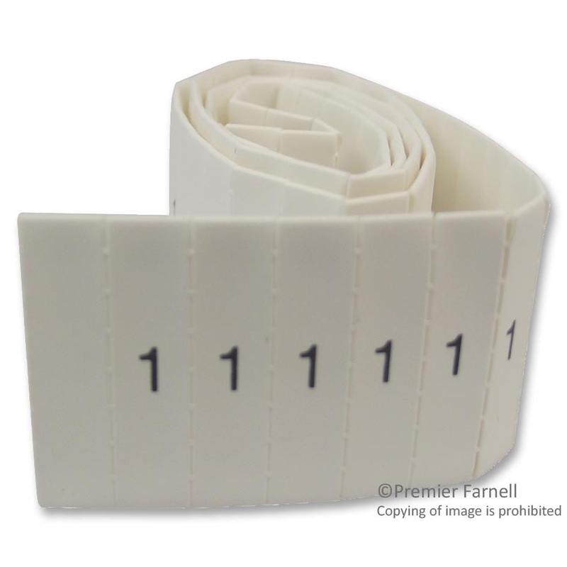 PRO POWER LHS12-4TW/1 Wire Marker, Pre Printed Heat Shrinkable Sleeve, 1, PO (Polyolefin), White, 5mm x 20mm, 12 mm