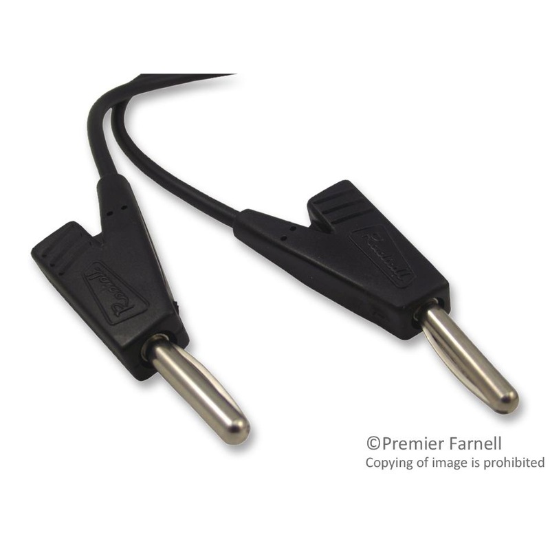 RADIALL R948150000 Test Lead, 4mm Banana Plug to 4mm Banana Plug, Black, 1 m