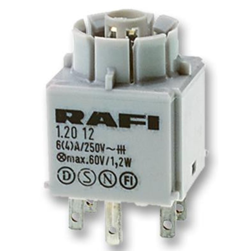 RAFI 1.20.122.002/0000 Contact Block, Standard, 2NO, 6 A, 250 V, 2 Pole