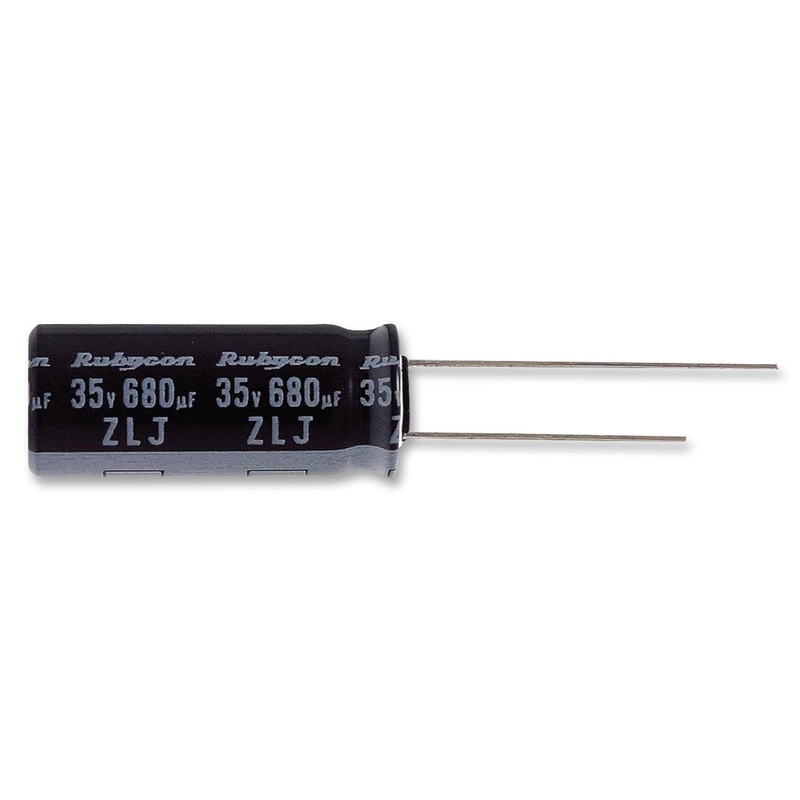 RUBYCON 63ZLJ680MG412.5X35 Electrolytic Capacitor, Miniature, 680 F, 63 V, ZLJ Series,  20%, Radial Leaded, 12.5 mm