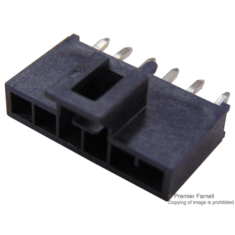 Molex 105309-1106 Wire-To-Board Connector 2.5 mm 6 Contacts Header Nano-Fit 105309 Series Through Hole 1 Rows