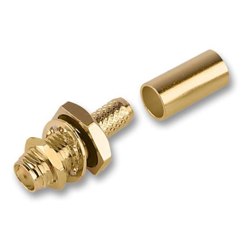 MULTICOMP 19-04F-3-TGG RF / Coaxial Connector, SMA Coaxial, Straight Bulkhead Jack, Crimp, 50 ohm, RG58, Beryllium Copper