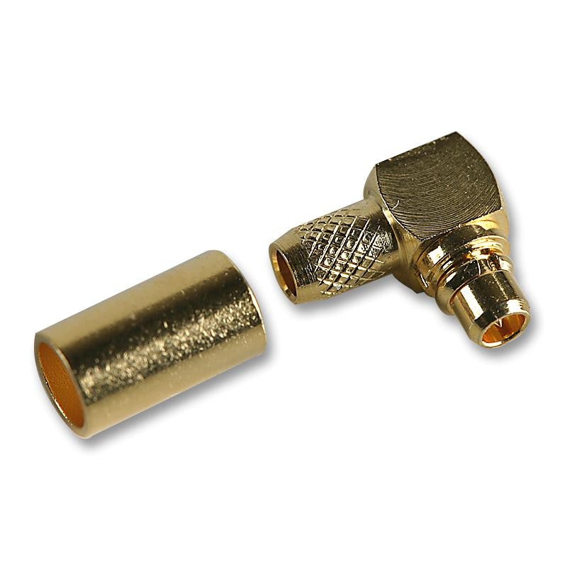 MULTICOMP 37-02L-4-TGG RF / Coaxial Connector, MMCX Coaxial, Right Angle Plug, Crimp, 50 ohm, RG174, Beryllium Copper