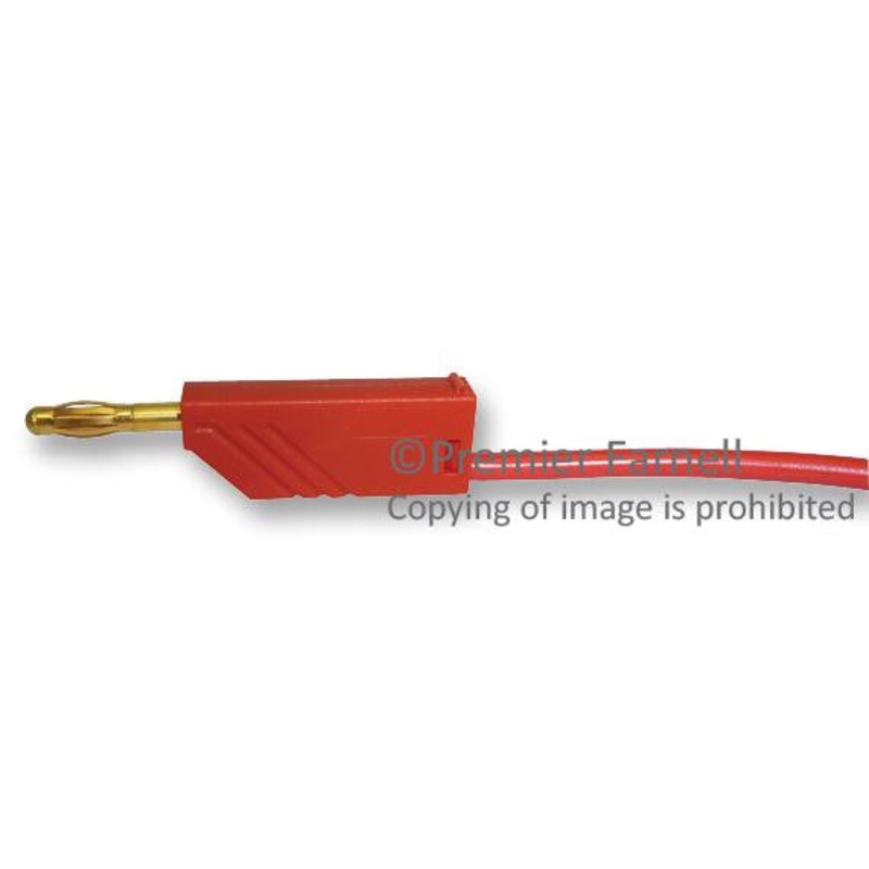 HIRSCHMANN TEST AND MEASUREMENT 934063701 Test Lead, 4mm Banana Plug to 4mm Banana Plug, Red, 60 V, 32 A, 1 m