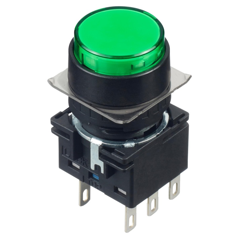 Idec LB1B-M1T6LG LB1B-M1T6LG Industrial Pushbutton Switch LB 16 mm Dpdt Momentary Round Green