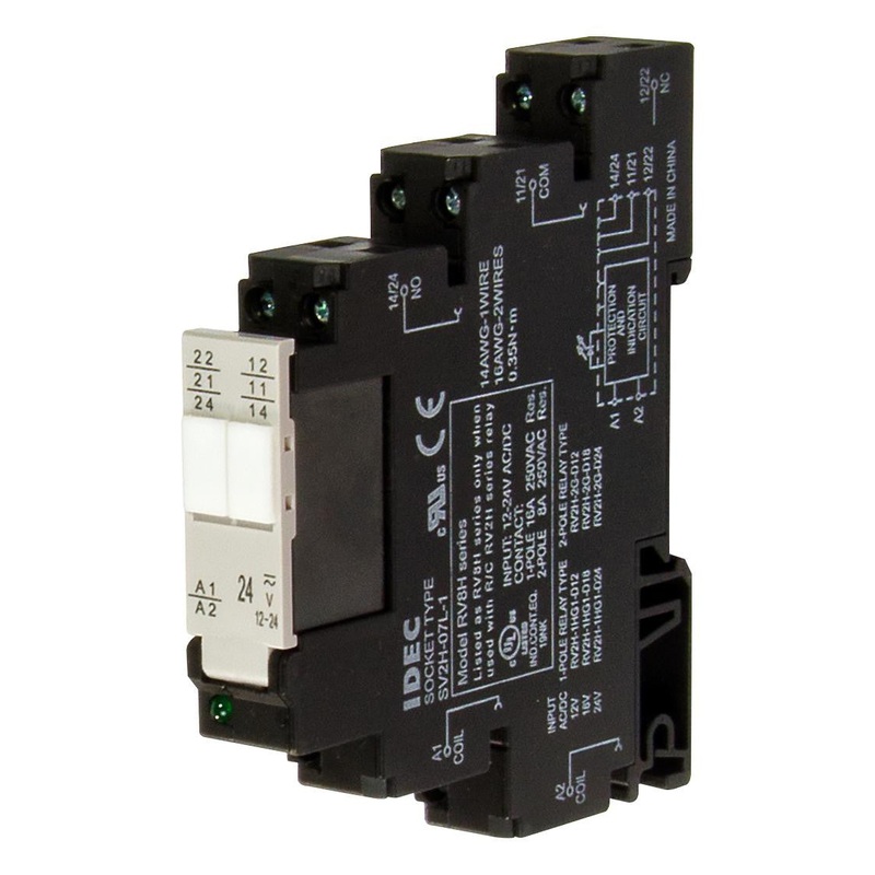 IDEC RV8H-2L-AD24 RELAY, DPDT, 24V, 8A, DIN-RAIL