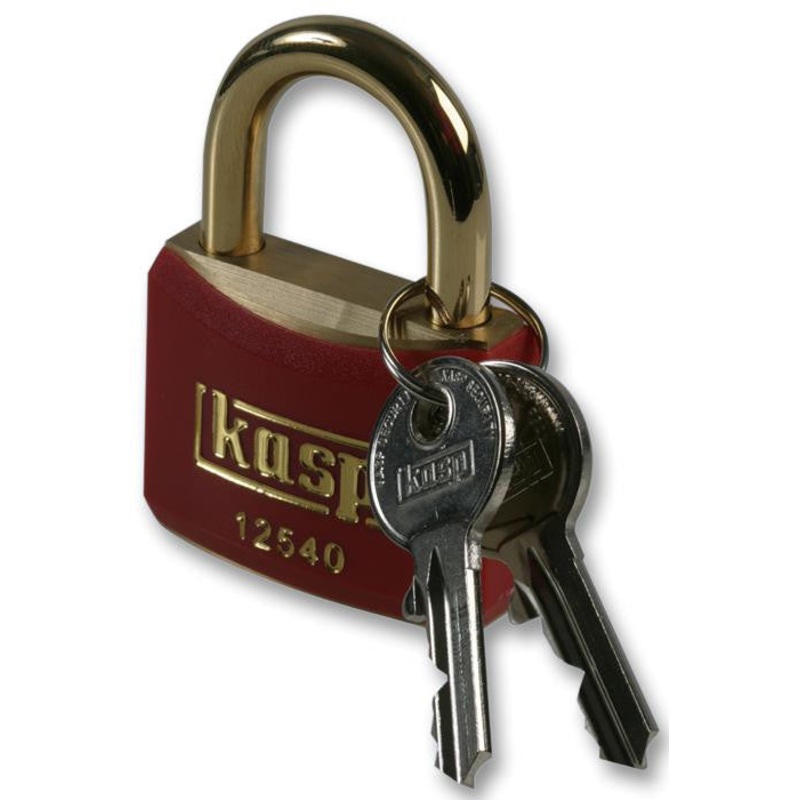 KASP SECURITY K12440REDD 40mm Brass Padlock with a Red Plastic Coating and Double Bolted Locking Mechanism