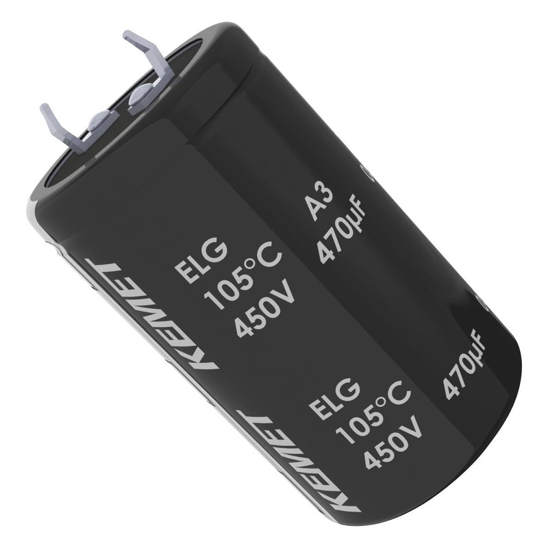 KEMET ELG107M450AR2AA Electrolytic Capacitor, Snap-in, 100 F, 450 V, ELG Series, 2000 hours @ 105C,  20%